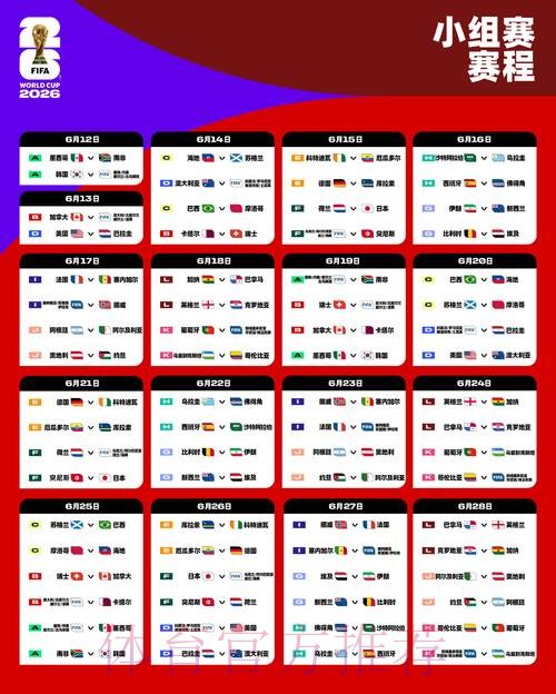 2026世界杯每日赛程推荐 2026世界杯每日赛程推荐